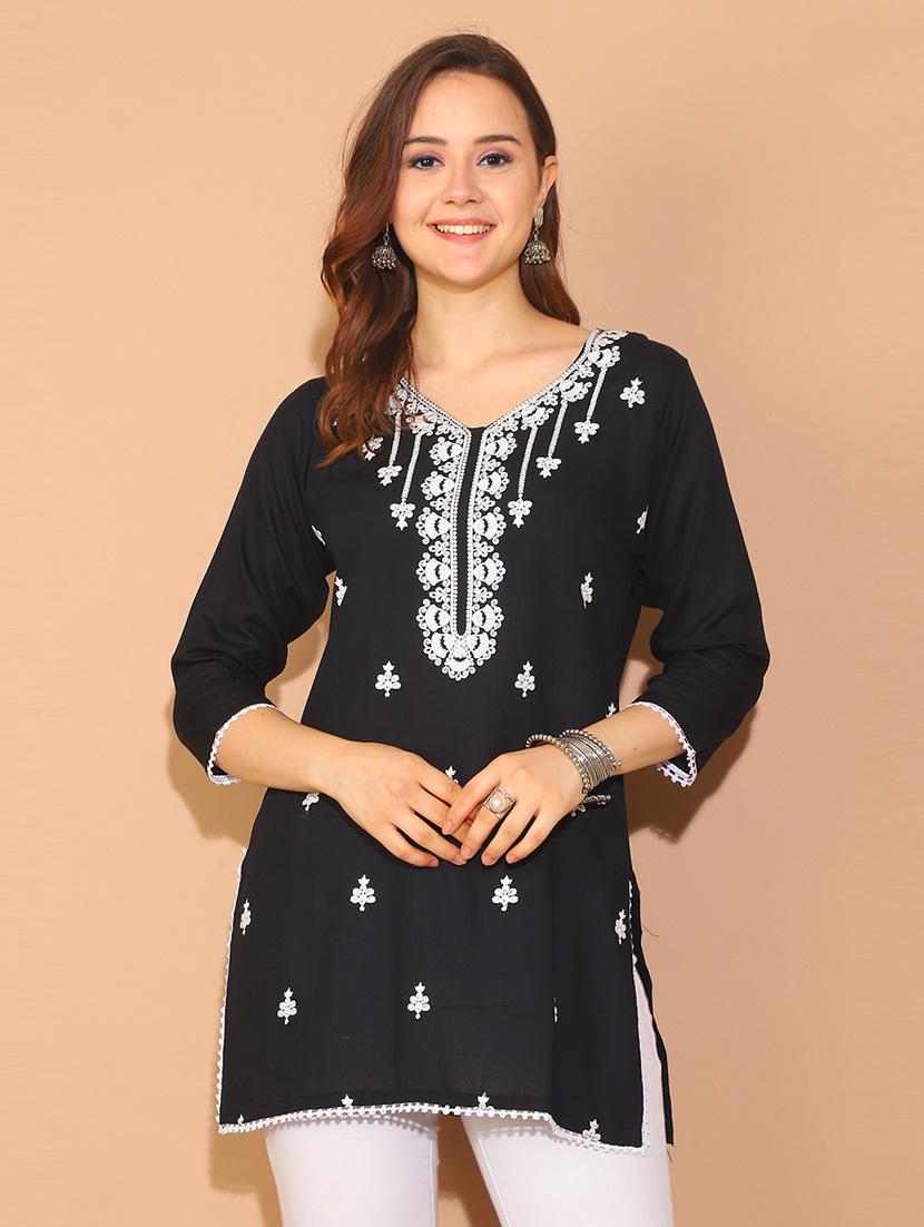 black rayon regular tunic - 21650505 - Zoom Image - 0