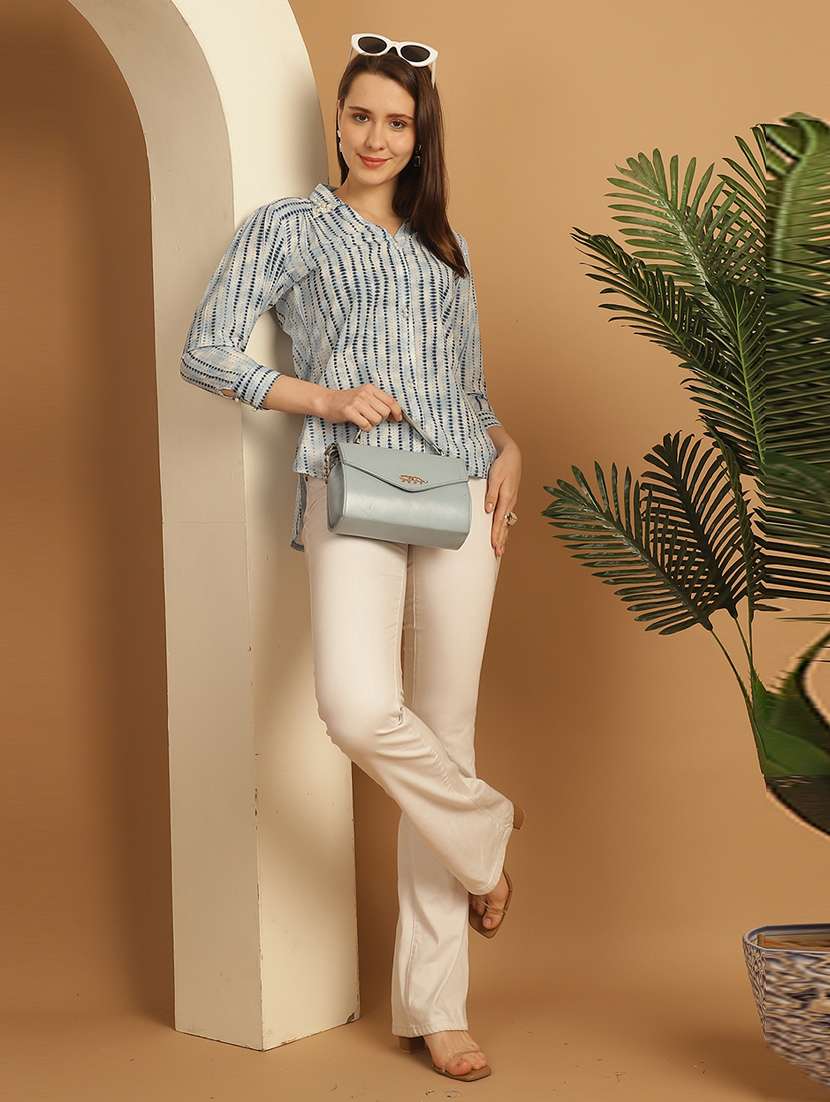 women printed three quarter sleeve tunic - 21650520 -  Standard Image - 3