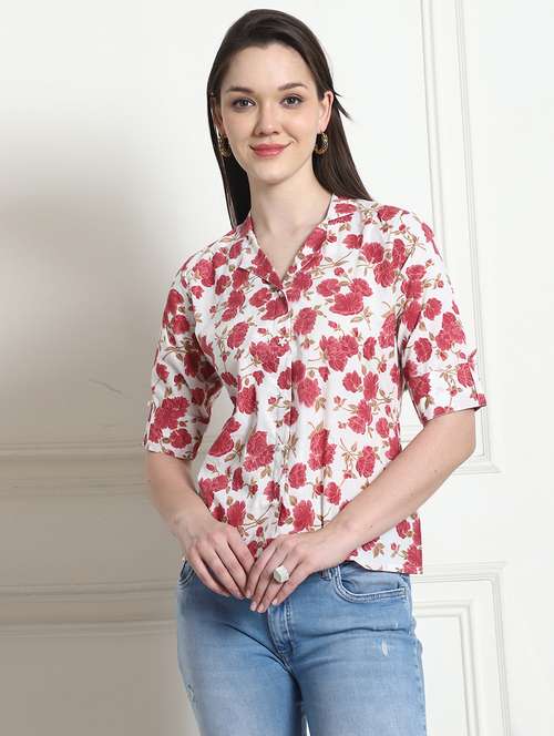 women floral printed short sleeve top - 21650564 -  Standard Image - 0