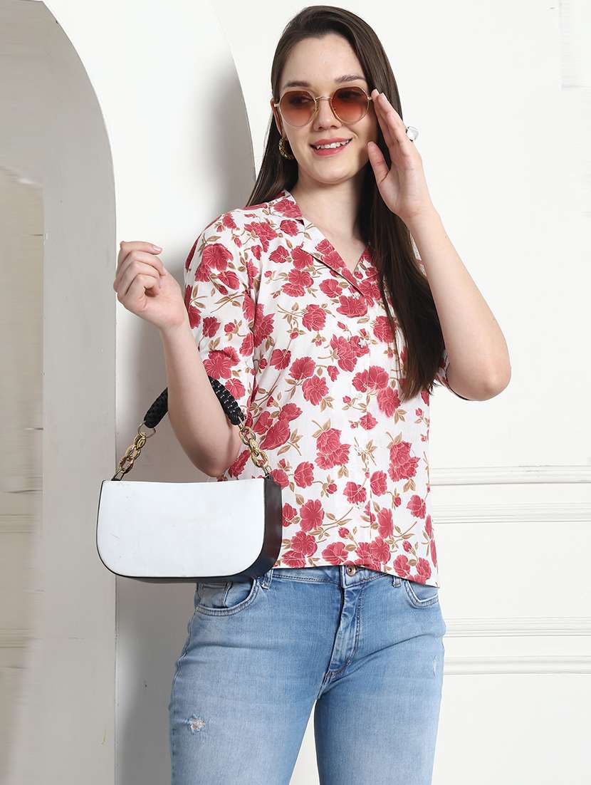 women floral printed short sleeve top - 21650564 - Standard Image - 3