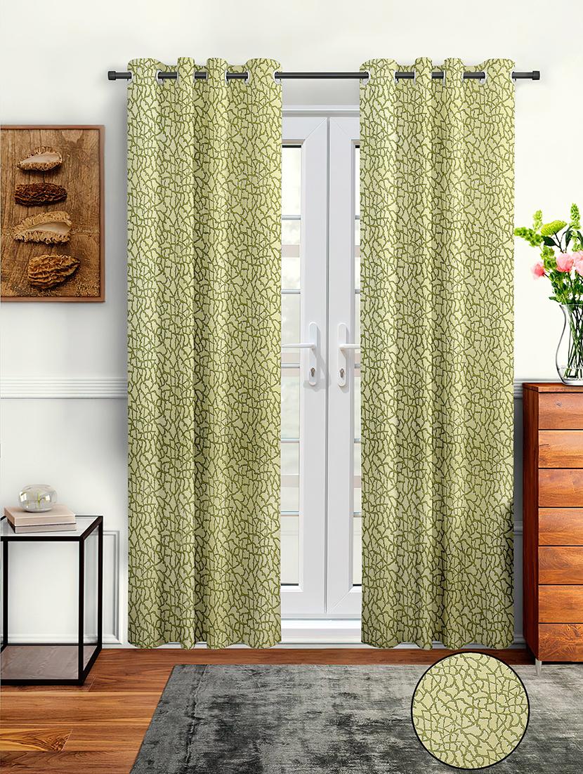 green printed sheer curtain