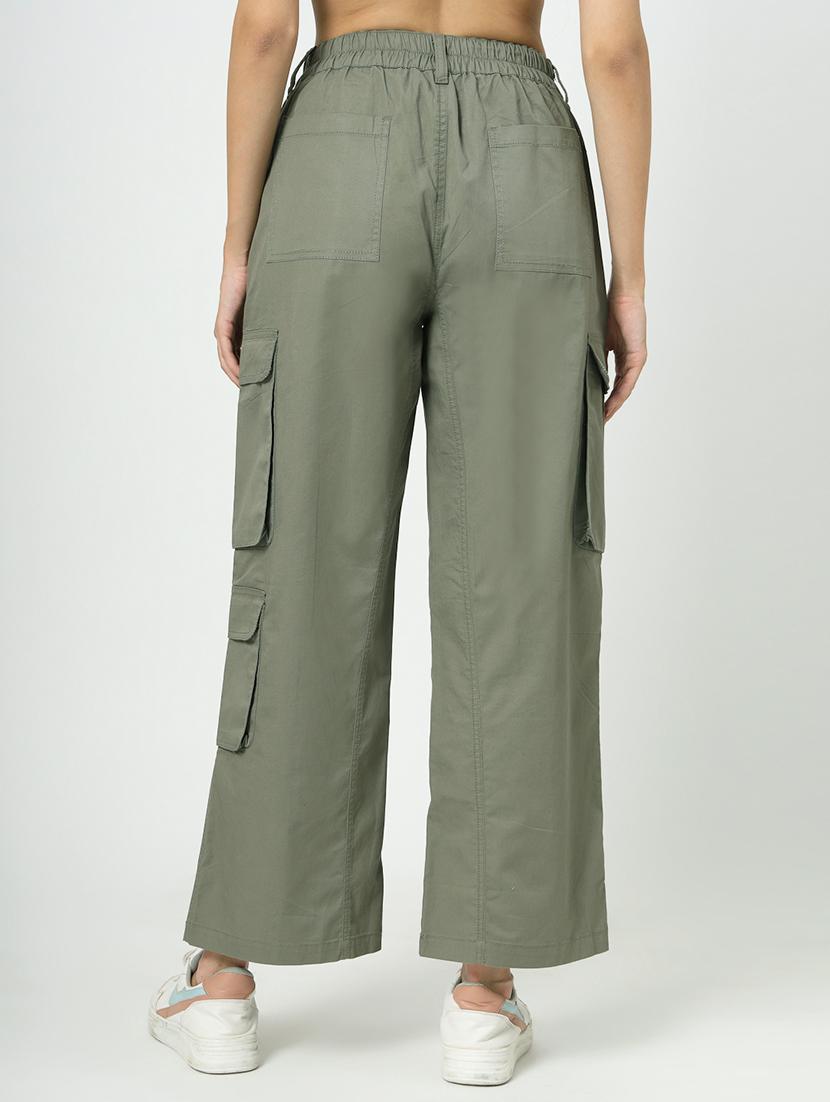 women olive solid cargo - 21650725 - Standard Image - 3
