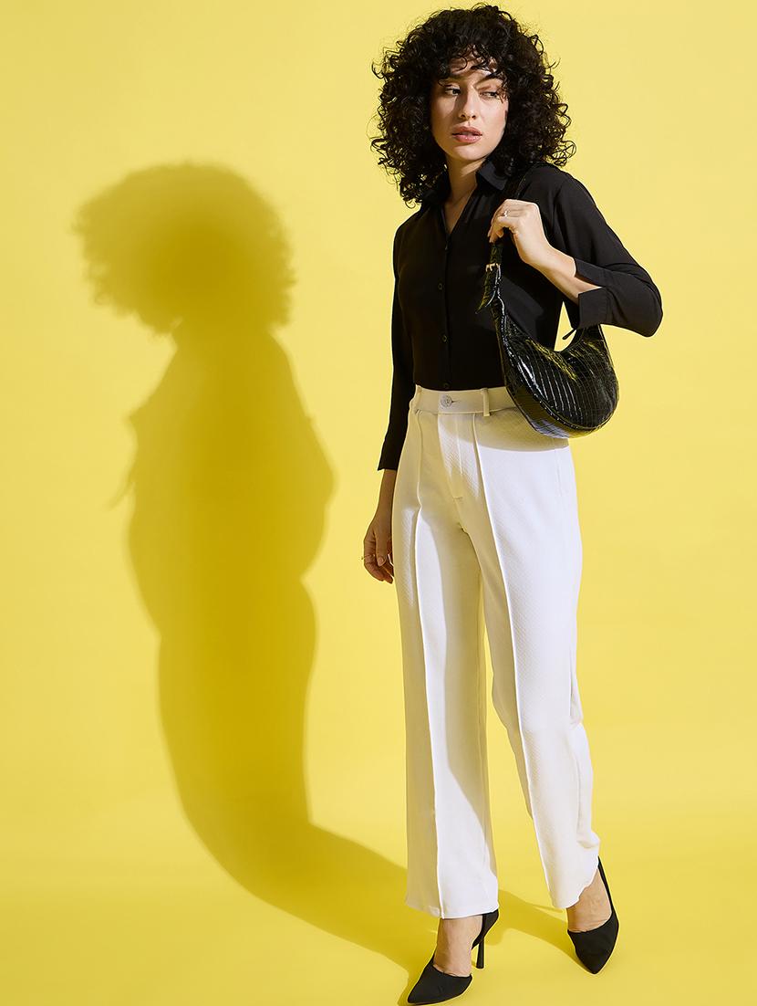 women solid collared long sleeves shirt - 21650750 - Standard Image - 5