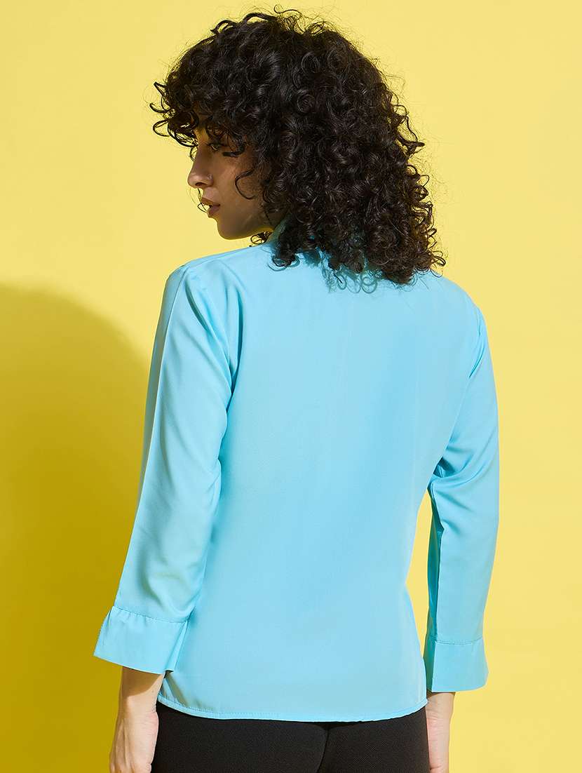 women solid collared long sleeves shirt - 21650754 -  Standard Image - 3