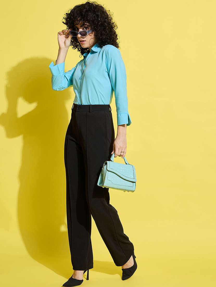 women solid collared long sleeves shirt - 21650754 -  Standard Image - 5