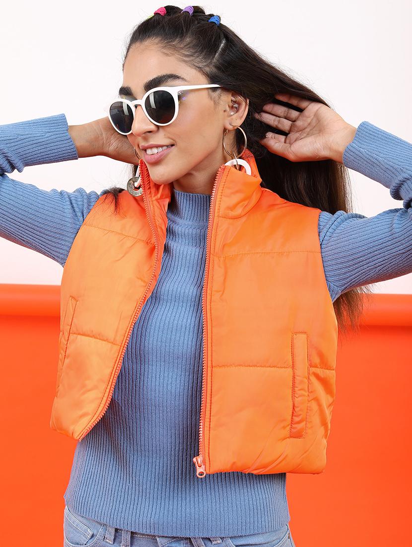 women solid sleeveless quilted jacket - 21650967 - Zoom Image - 0