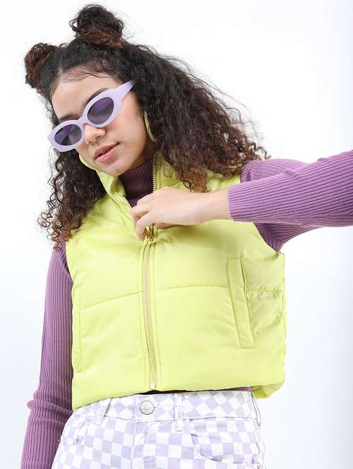 women solid sleeveless quilted jacket - 21650970 -  Standard Image - 0