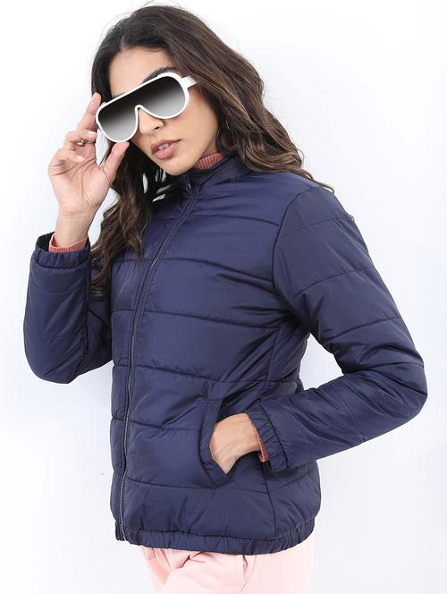 women solid long sleeves quilted jacket - 21650979 -  Standard Image - 0