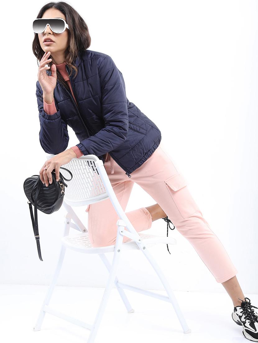women solid long sleeves quilted jacket - 21650979 - Standard Image - 3
