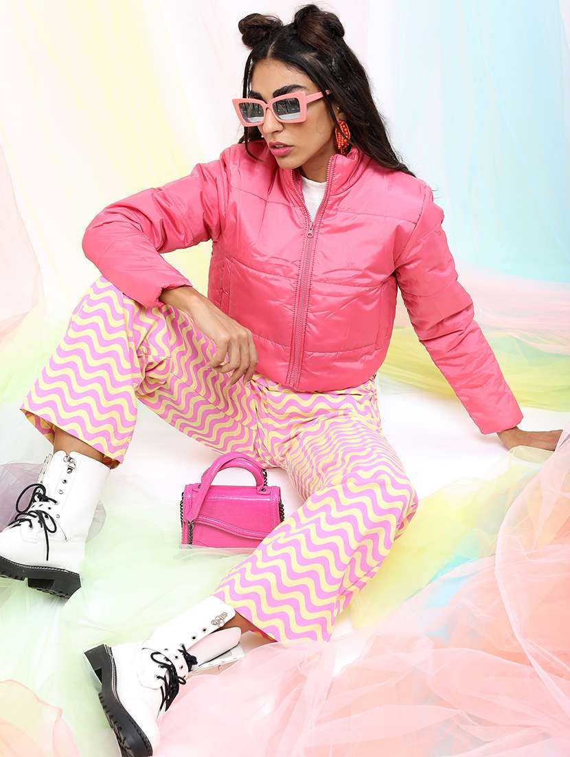 women solid long sleeves quilted jacket - 21650987 -  Standard Image - 3