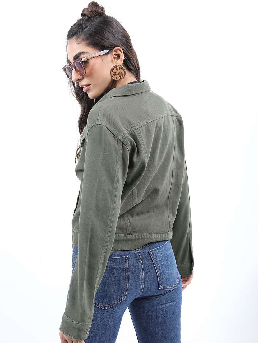 women long sleeves solid denim jacket - 21651001 -  Standard Image - 3