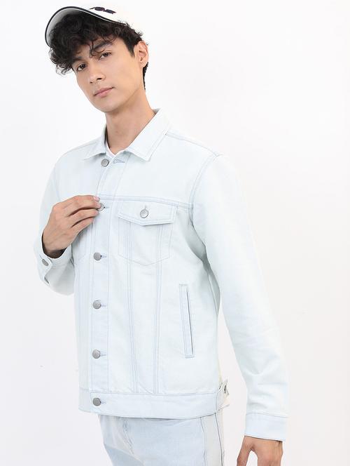 men solid long sleeve denim jacket - 21651013 -  Standard Image - 0