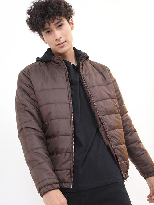 men long sleeves solid quilted jacket - 21651033 - Standard Image - 0