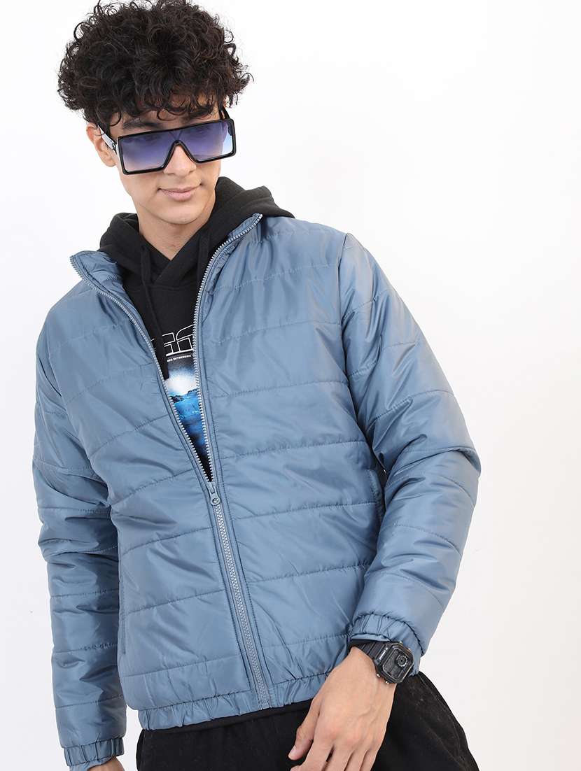 men long sleeves solid quilted jacket