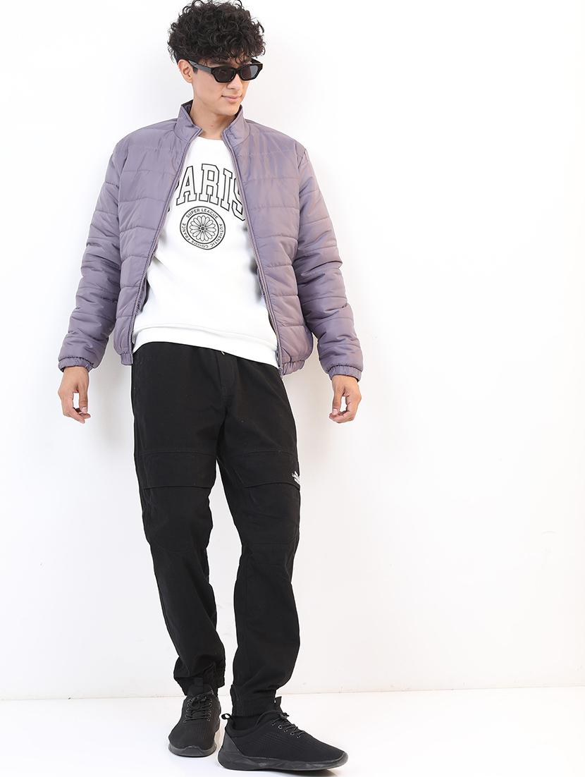 men long sleeves solid quilted jacket - 21651037 - Standard Image - 3