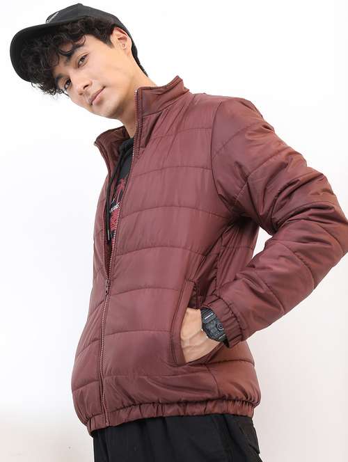 men long sleeves solid quilted jacket - 21651041 - Standard Image - 0