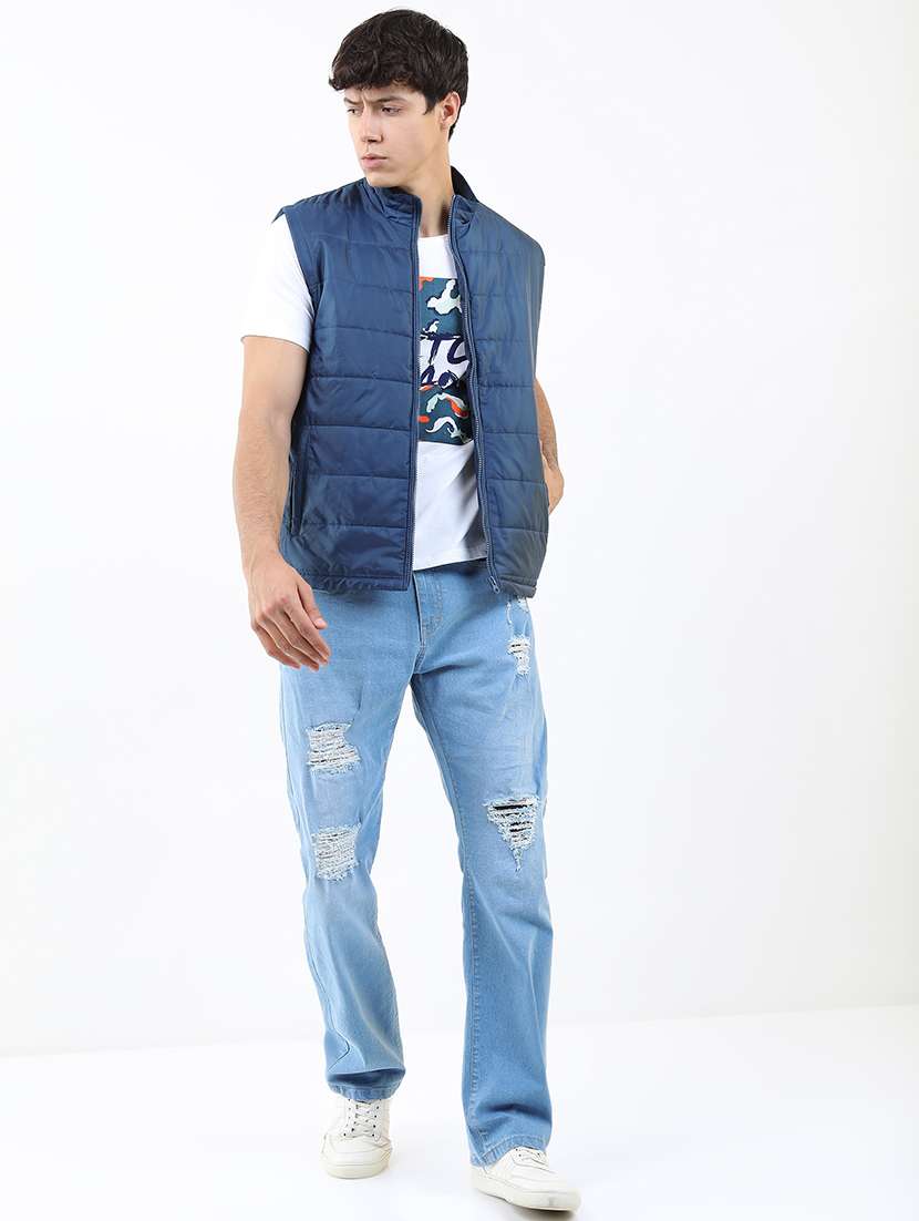 men solid sleeveless quilted jacket - 21651052 -  Standard Image - 3
