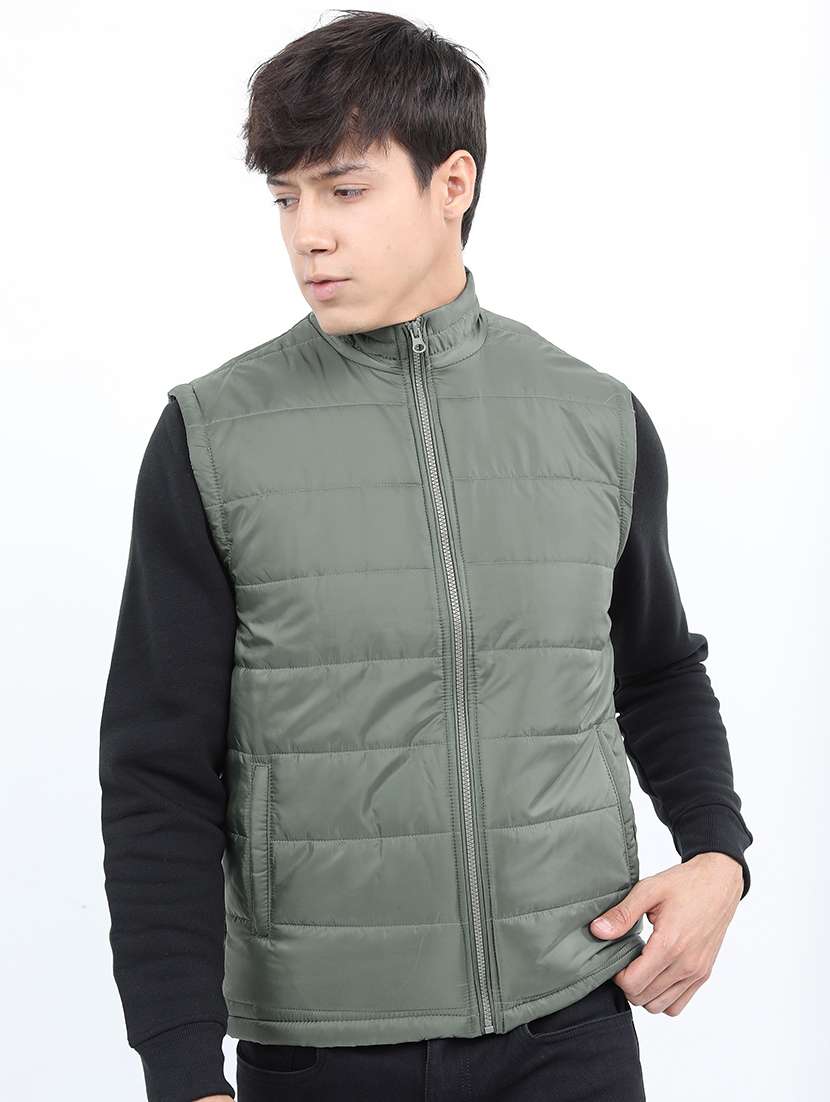 men solid sleeveless quilted jacket - 21651054 - Zoom Image - 0