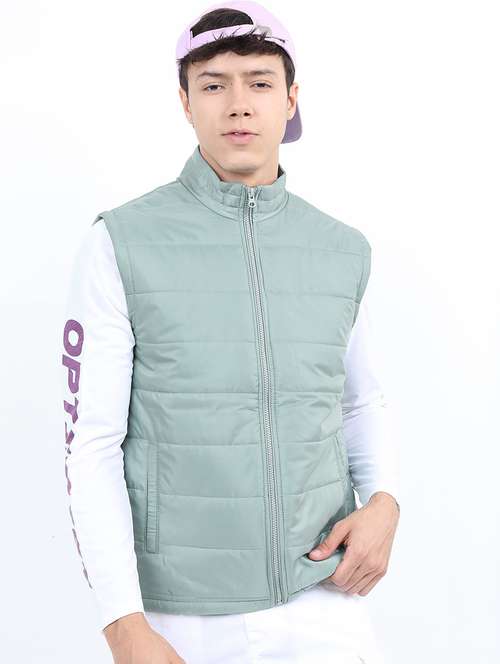 men solid sleeveless quilted jacket - 21651055 -  Standard Image - 0