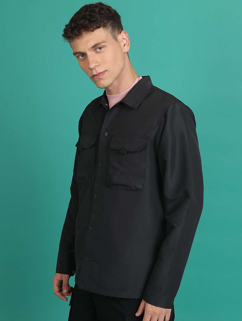 men solid long sleeve casual jacket