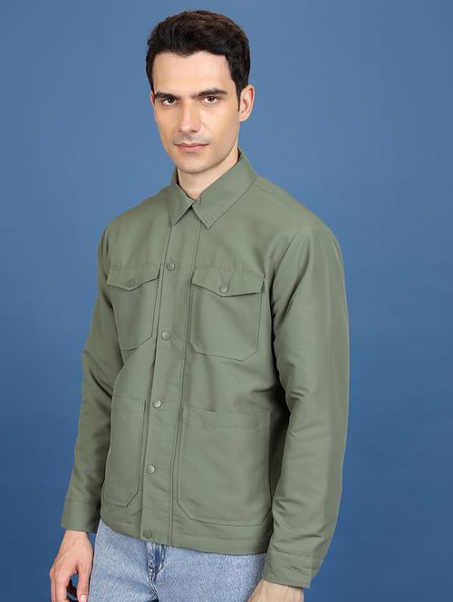 men solid long sleeve casual jacket - 21651069 - Standard Image - 0