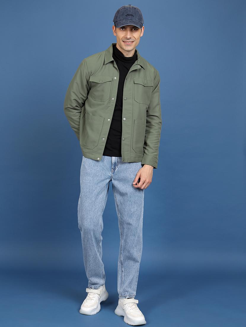 men solid long sleeve casual jacket - 21651069 - Standard Image - 3