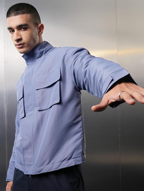 men solid long sleeve casual jacket - 21651070 - Standard Image - 0