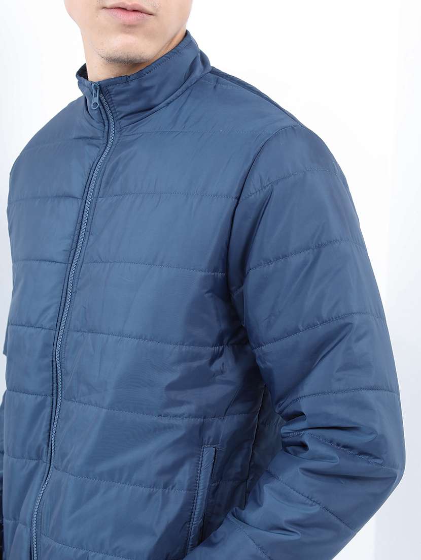 men solid long sleeve quilted jacket - 21651089 - Standard Image - 3