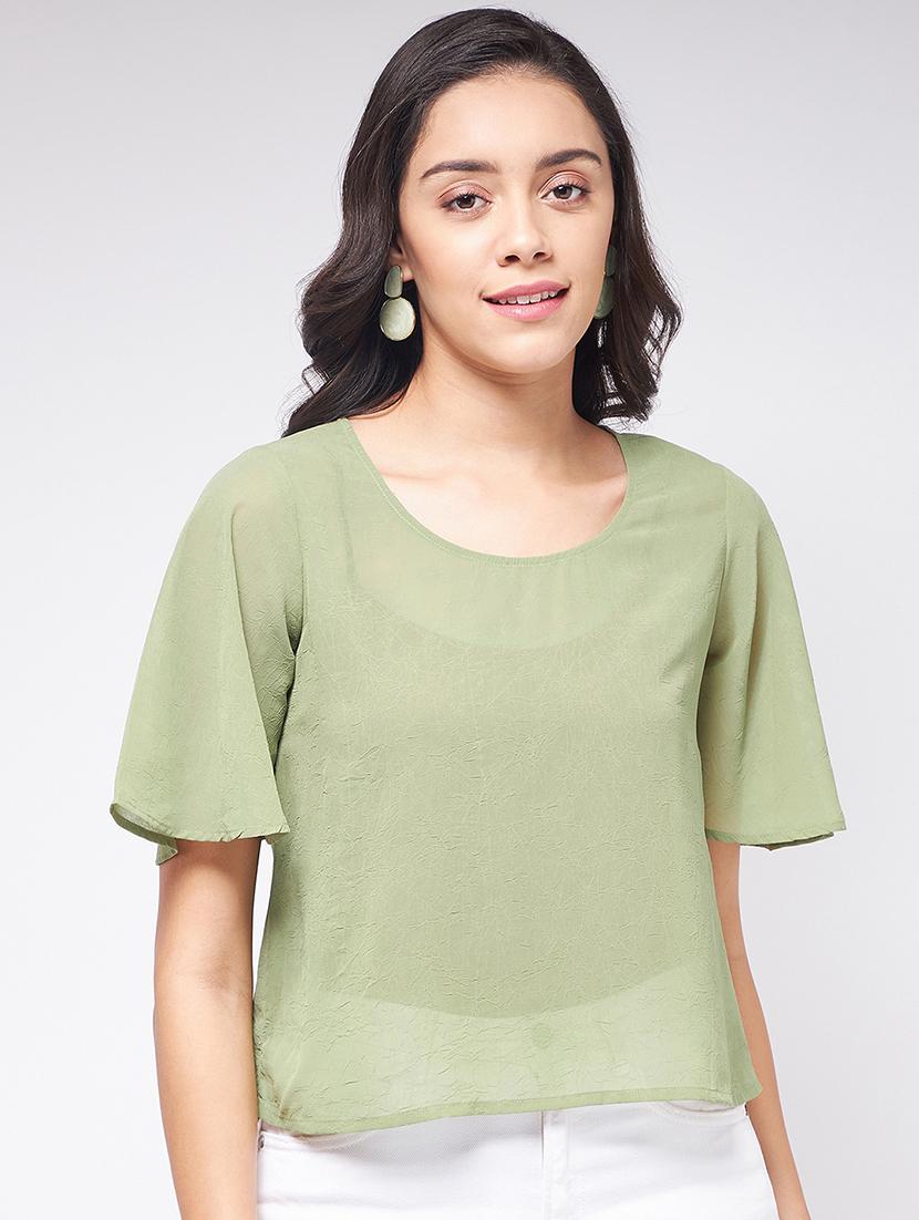 green chiffon regular top - 21651101 -  Zoom Image - 0