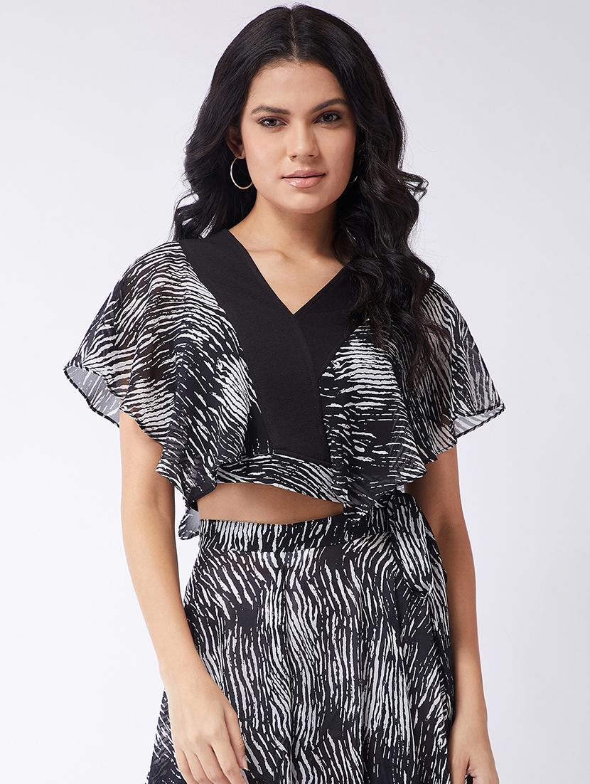 women printed batwing sleeves crop top