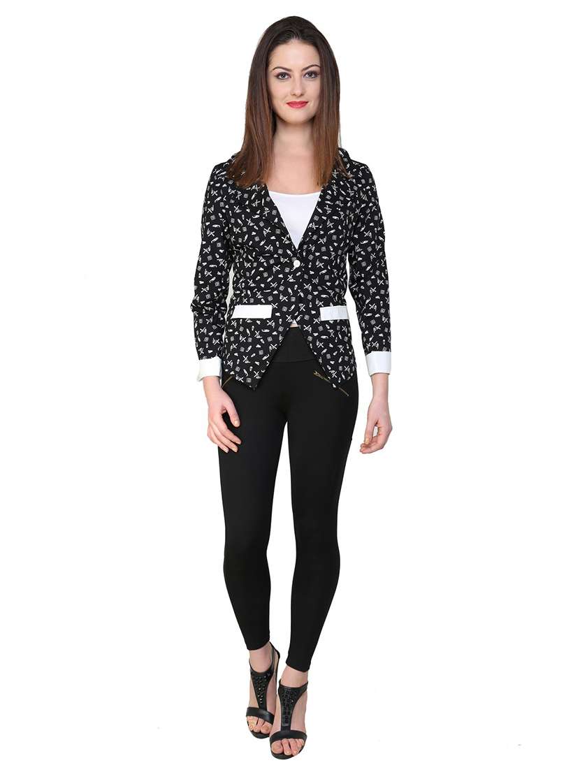 women black printed casual blazer - 21651162 - Standard Image - 3