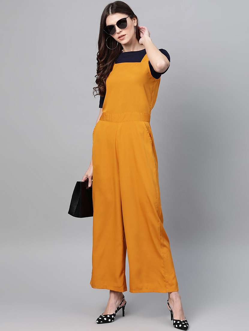 women solid full length jumpsuit with t-shirt