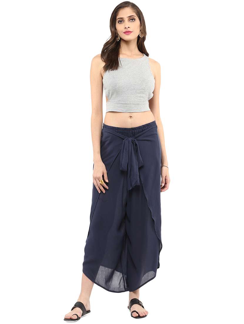 women solid mid rise relaxed fit trouser - 21651211 -  Standard Image - 3