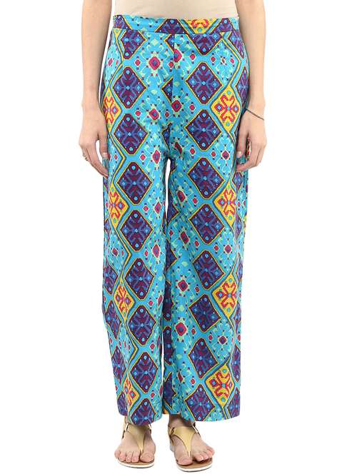 women printed mid rise relexed fit trouser - 21651212 -  Standard Image - 0