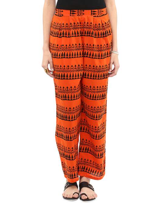 women printed mid rise relexed fit trouser - 21651214 -  Standard Image - 0