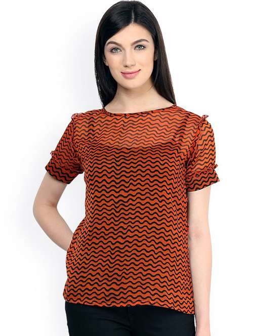 women printed round neck regular top - 21651253 - Standard Image - 0