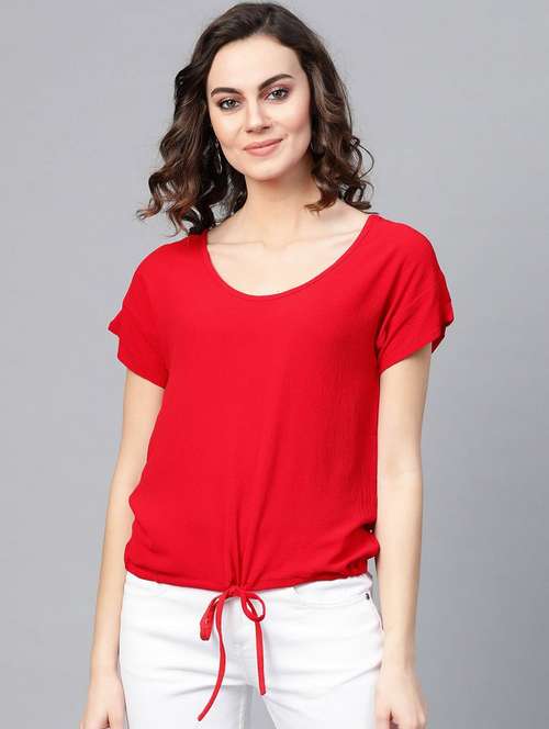women solid round neck regular top - 21651272 - Standard Image - 0