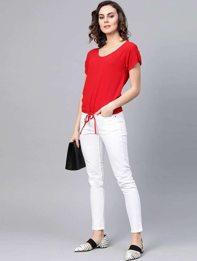 women solid round neck regular top - 21651272 - Standard Image - 3