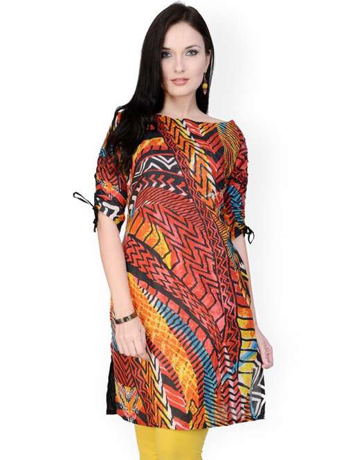 women printed back button straight kurta - 21651282 -  Standard Image - 0