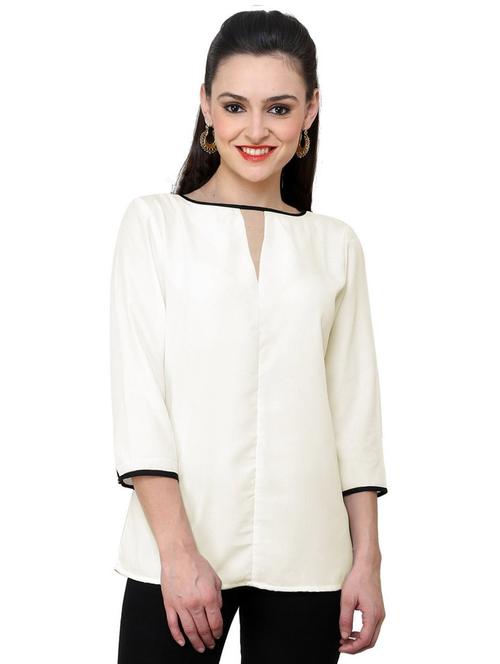 women solid notch neck regular top - 21651301 - Standard Image - 0