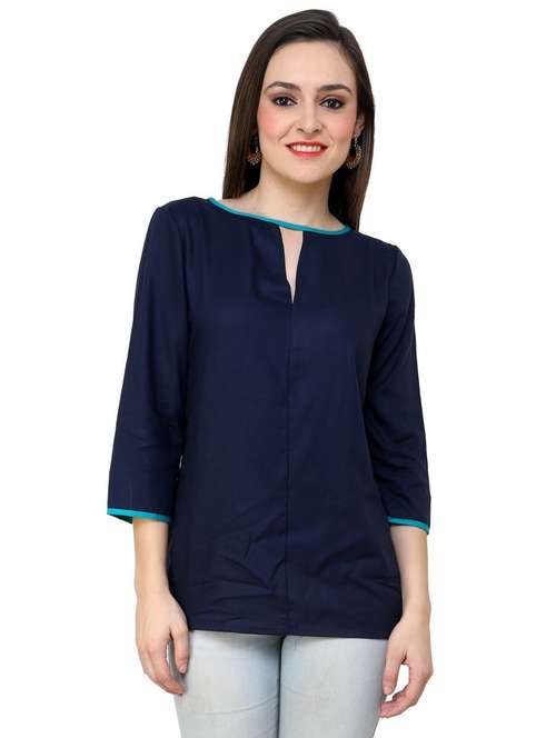 blue rayon regular top - 21651320 - Standard Image - 0