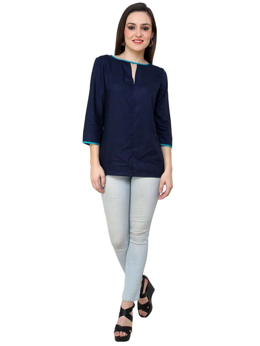 blue rayon regular top - 21651320 - Standard Image - 3