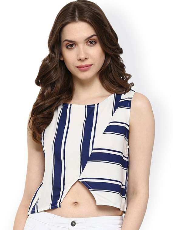 women white printed round neck crop top - 21651340 -  Zoom Image - 0