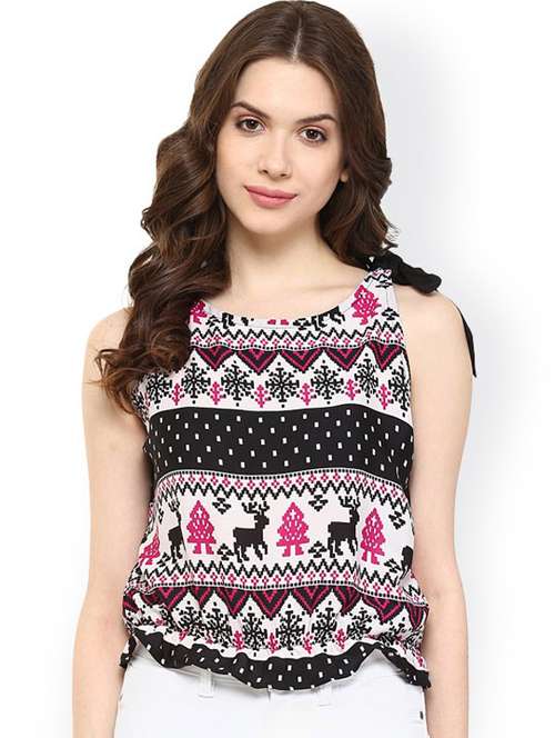 women multi color printed round neck regular top - 21651342 -  Standard Image - 0