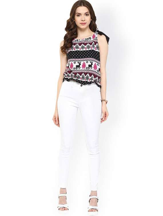 women multi color printed round neck regular top - 21651342 -  Standard Image - 3