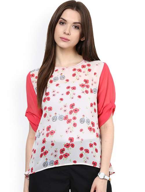 women floral printed round neck regular top - 21651351 - Standard Image - 0
