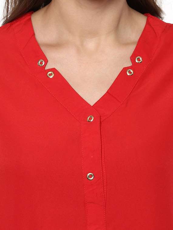 women solid puff sleeves regular top - 21651352 - Standard Image - 3
