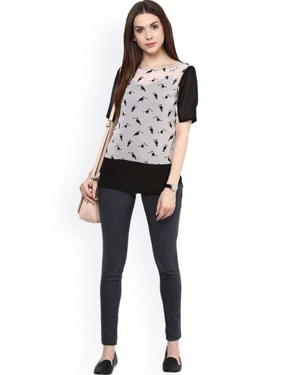 women printed short sleeve regular top - 21651354 - Standard Image - 3