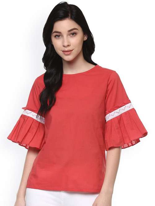 women solid round neck regular top - 21651381 - Standard Image - 0