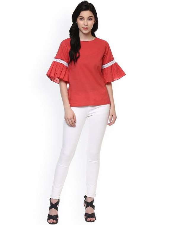 women solid round neck regular top - 21651381 - Standard Image - 3